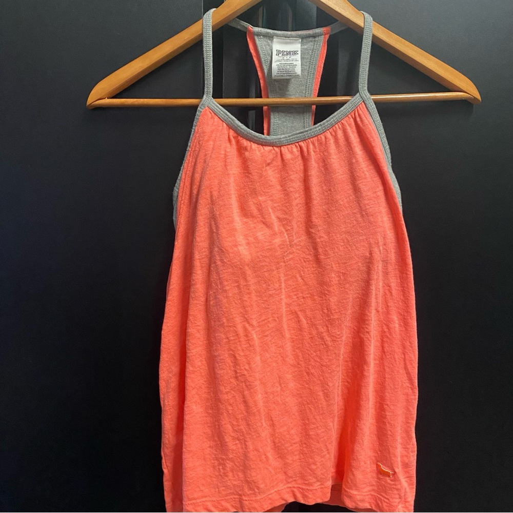 PINK Victoria's Secret Coral Camisole with Gray Trim